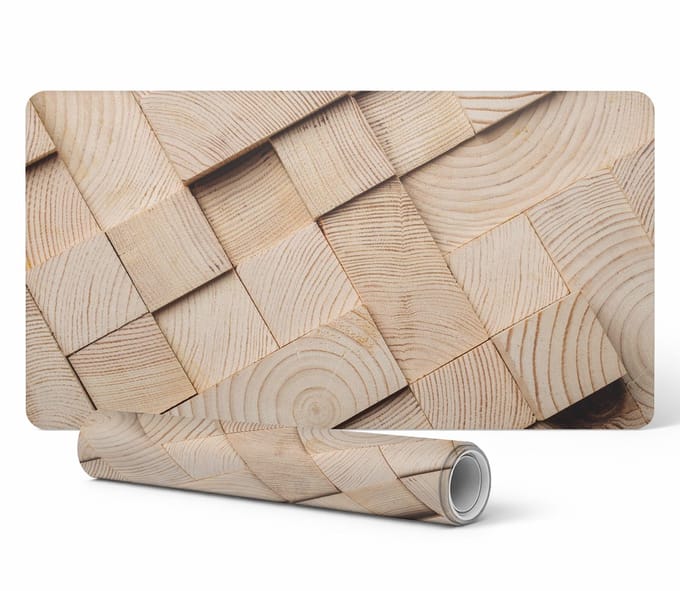 Bureauonderlegger voor grafisch ontwerpers en vormgevers, houten mozaïek, 100x50 cm