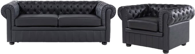 CHESTERFIELD - Chesterfield bank - Zwart - Leer