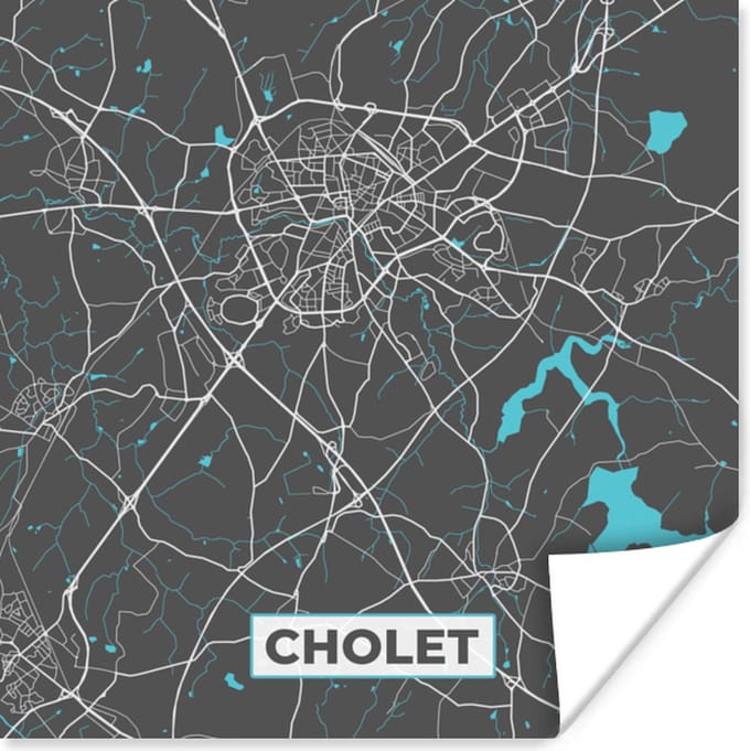 Poster Cholet - Frankrijk - Plattegrond - Kaart - Stadskaart - 75x75 cm