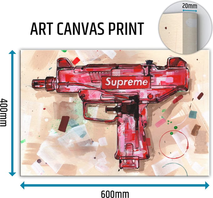 Waterpistool canvas schilderij 60x40 cm