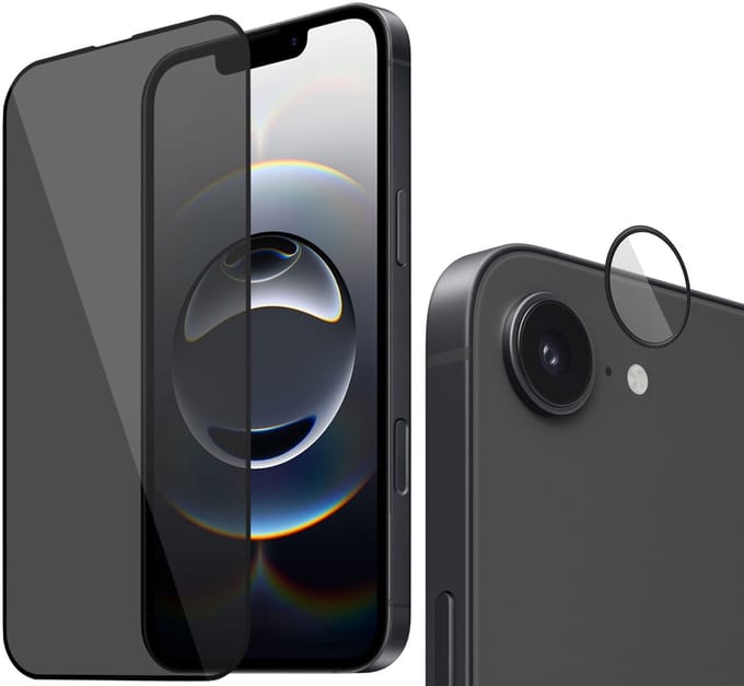 ChiGuard Privacy Screenprotector + Camera beschermglas geschikt voor Apple iPhone 16e Screenprotector - Beschermglas - Camera - Privé GuardCover