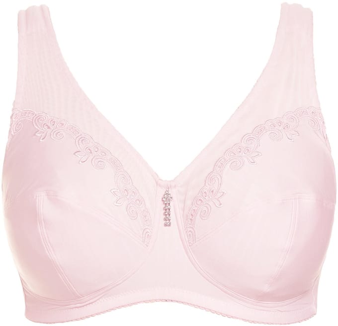 Ulla Popken - Dames - Ontlastingsbeha zonder beugel strasshanger - Roze - Maat 125D