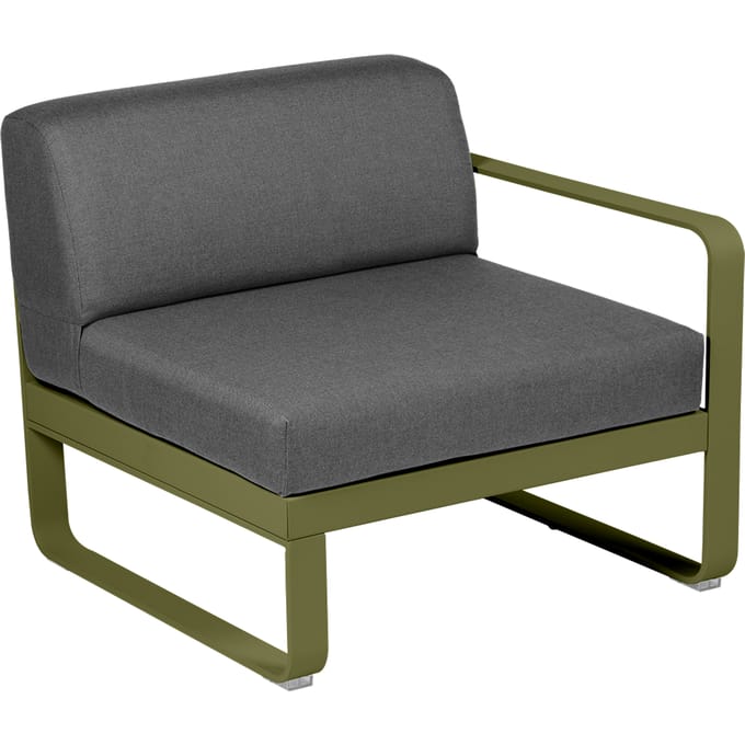 Fermob BELLEVIE Fauteuil Module rechts - D3 Pesto - A3 grafietgrijs
