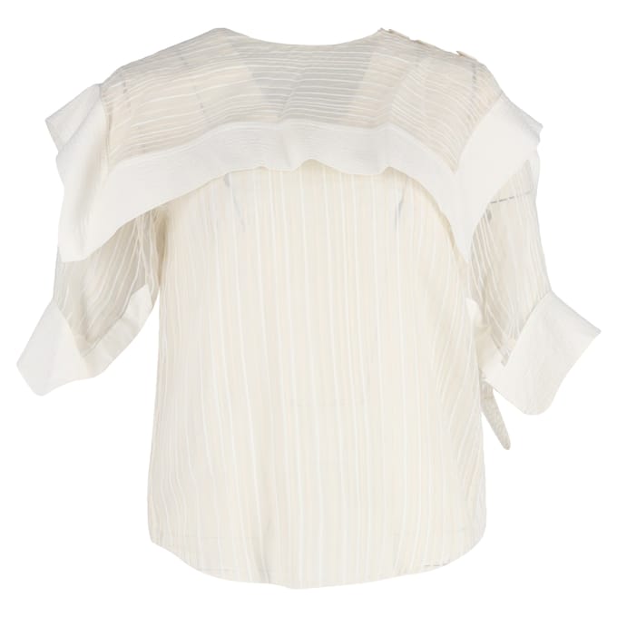 Chloé Overlay gestreepte blouse van witte zijde