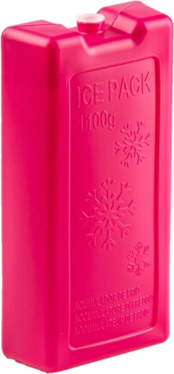 Plasticforte koelelementen - 1100 ml - 22 x 11 x 5 cm - roze - kunststof