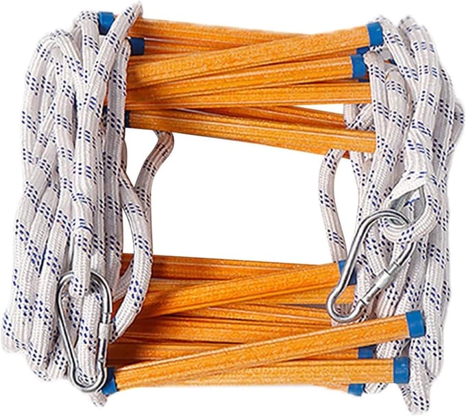 Touwladder - Noodladder Vluchtladder - Veilig Ontsnappen - Sterk Polyester Epoxy - 5 Meter Lengte - Wit