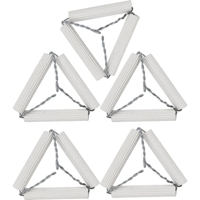 5 stuks 65 mm Laboratorium Klei Driehoekige Kroeshouder Keramische Pijpen en IJzerdraad white