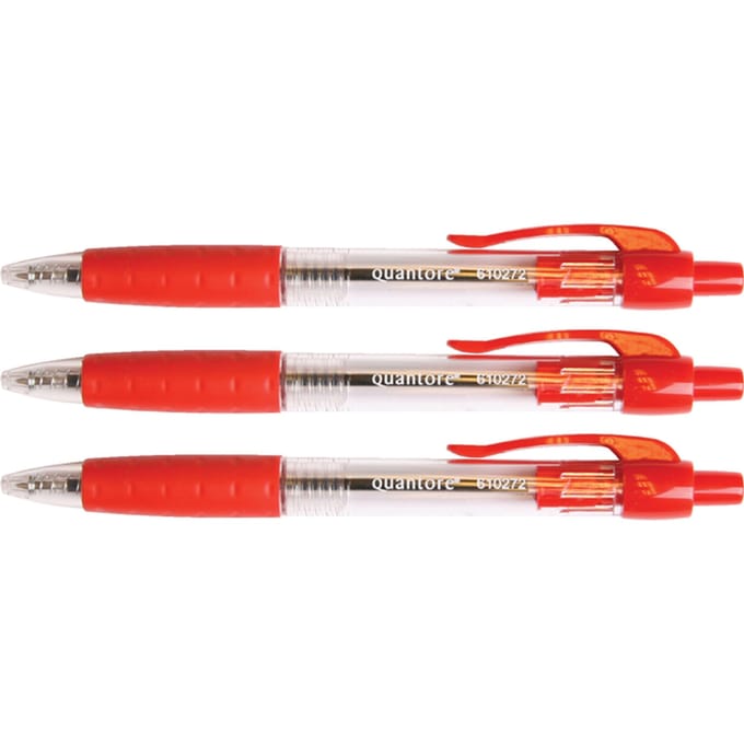 Balpen Quantore Grip drukknop rood medium