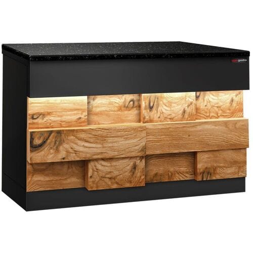 GGM Gastro Kassentisch TORONTO - 1500mm - Holzfront - schwarze Granit-Arbeitsplatte Zwart / Bruin