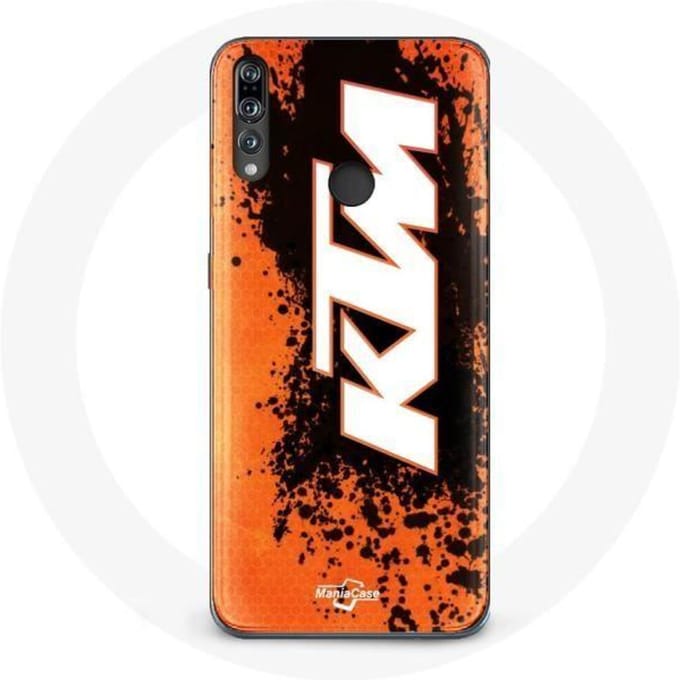 Coque - KTM - Huawei P30 Lite - Souple - Orange - Logo blanc blanc
