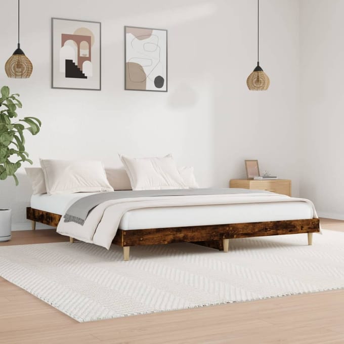 vidaXL - Bedframe - zonder - matras - hout - gerookt - eikenkleurig - 140x200 - cm
