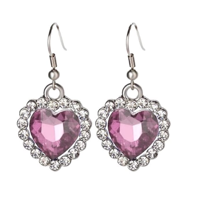 Fako Bijoux® - Oorbellen - Hanger - Hart - Titanic - Roze