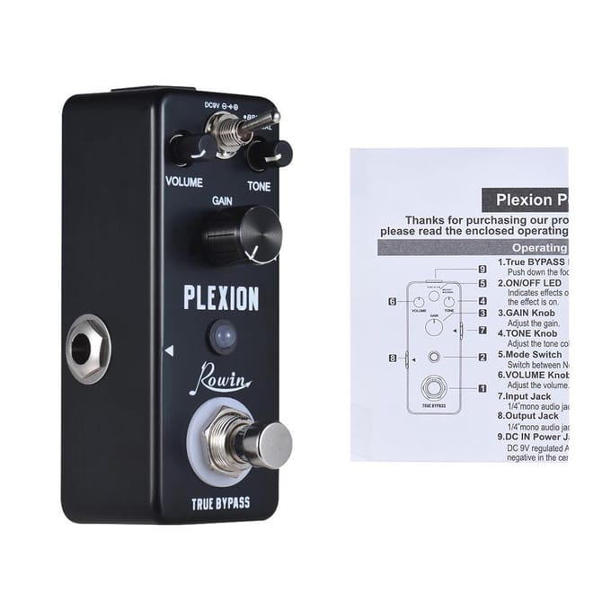 Rowin Plexion Gitaar Effectpedaal Aluminiumlegering Behuizing True Bypass black