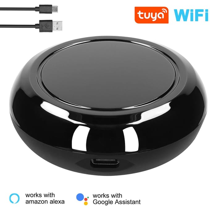 Tuya WiFi IR télécommande universelle avec capteur de température et d'humidité tout-en-un sans fil Without Sensor noir