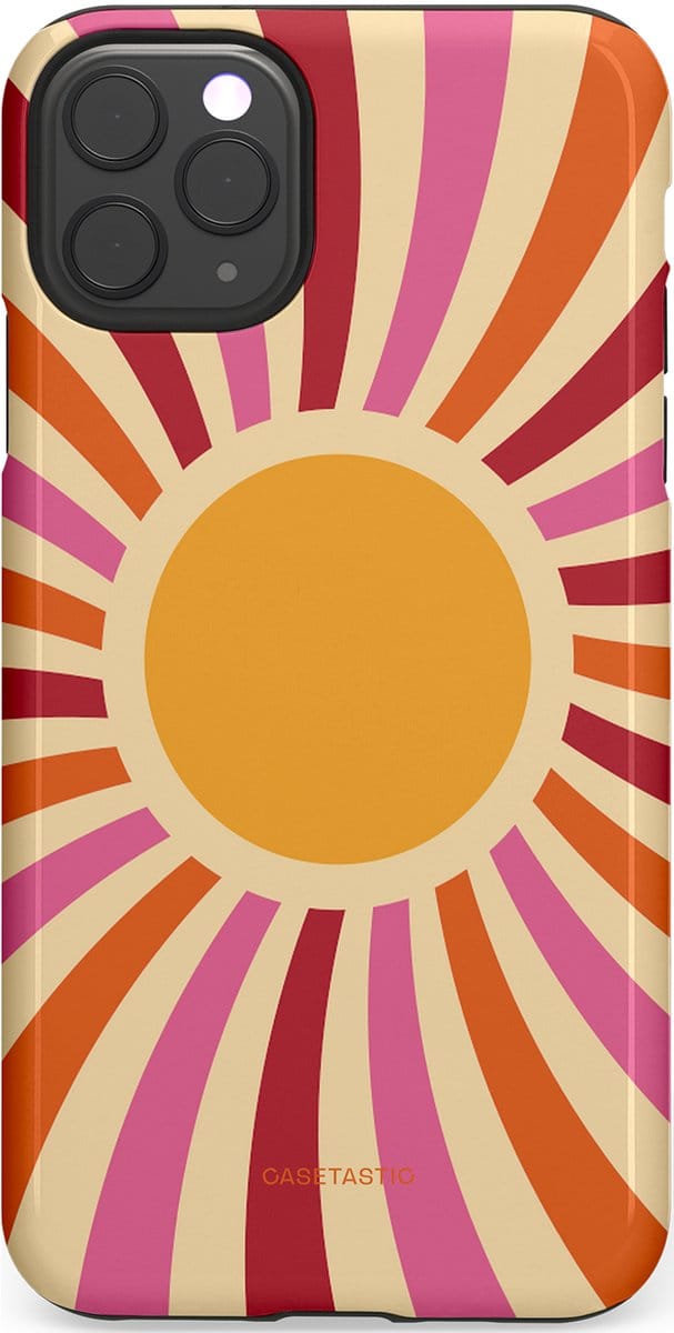 Casetastic hoesje geschikt voor Apple iPhone 11 Pro Max - Dubbellaagse bescherming - Retro licht - Fashion Case - Beige Terracotta Roze Bordeaux