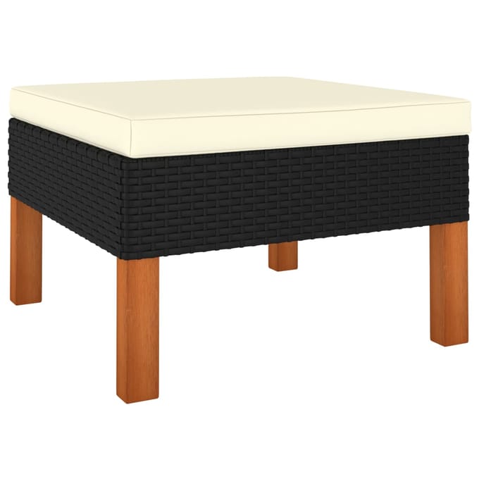 vidaXL - Voetenbank - poly - rattan - en - massief - eucalyptushout