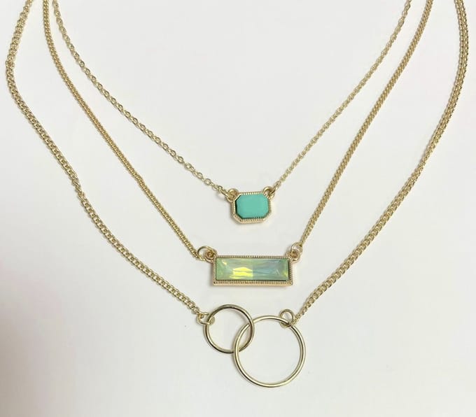 Multi Layered ketting - Goudkleurig, groen - Damesdingetjes