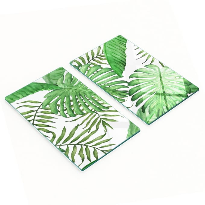 Multifunctionele decoratieve glazen borden met tropische bladeren, 2x30x52 cm
