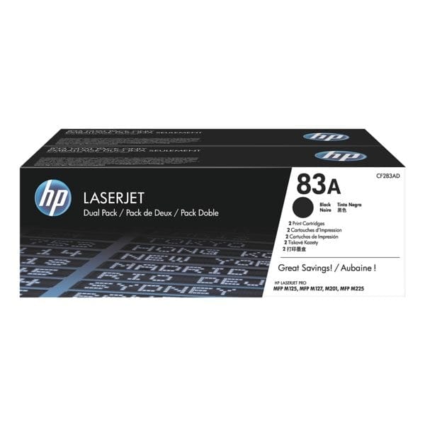 HP 83AD / CF283AD 2-Pack Zwart Toner - Lasertoner Zwart