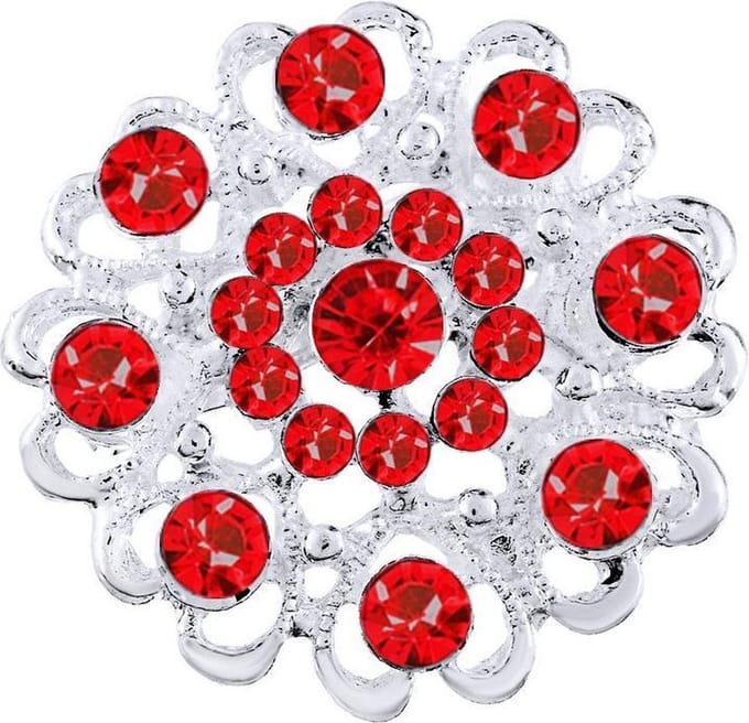 Fako Bijoux® - Broche - Bloem Kristal - 32x32mm - Rood