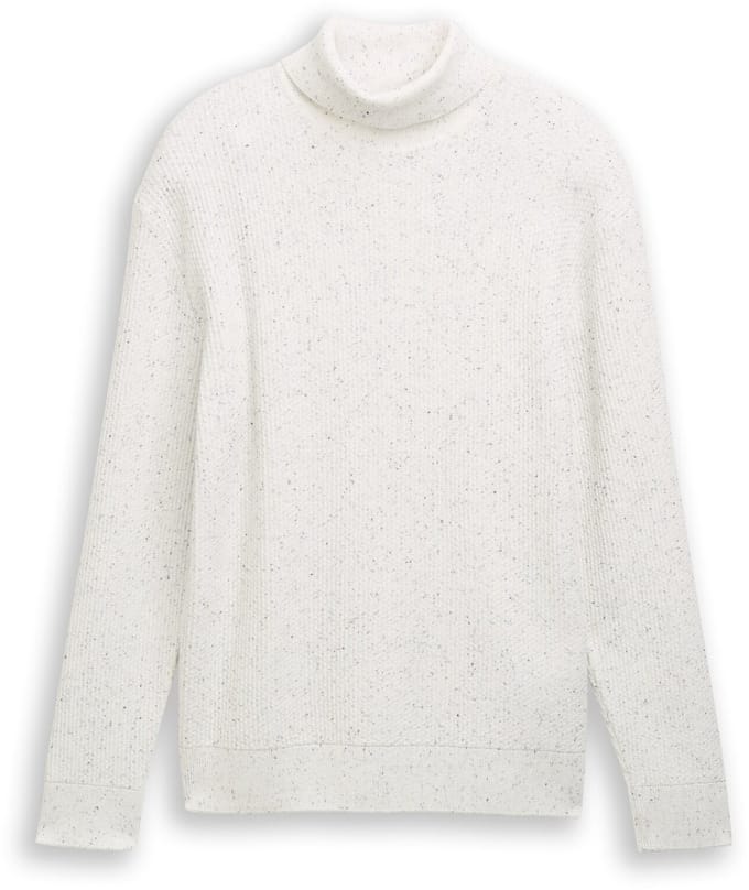 Tom Tailor Denim - Coltrui van noppengaren - Maat L - offwhite multicolor neps