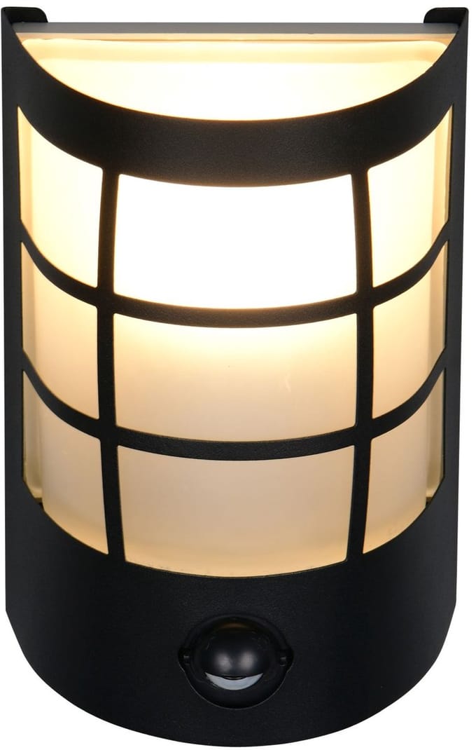 REALITY SINTRA - Wandlamp - Zwart mat - excl. 1x E27 4,9 W - Bewegingssensor - Wandmontage - Buitenverlichting - IP44