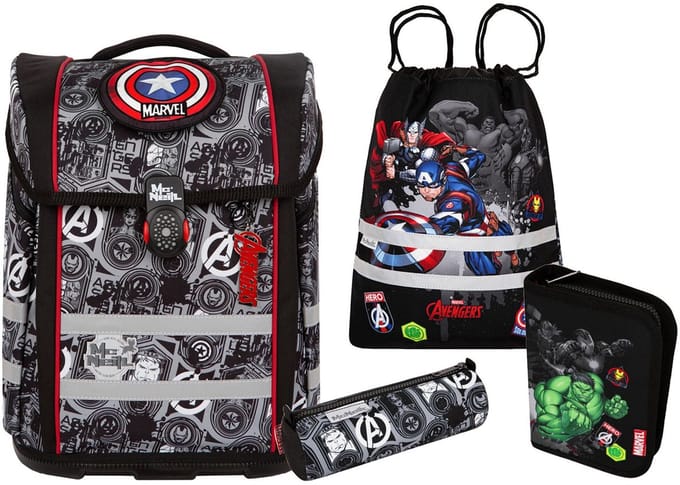 McNeill Schooltas Ergo Perfecto Marvel Schoolbag Set 5-delig Avengers Zwart