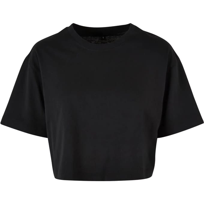 Build your Brand Ladies Short Oversized Tee BY264 - Black - M
