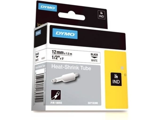 DYMO Rhino industriële Heat-Shrink Tube-labels | 12 mm x 1,5 m | zwarte afdruk op wit | voor Rhino labelprinters