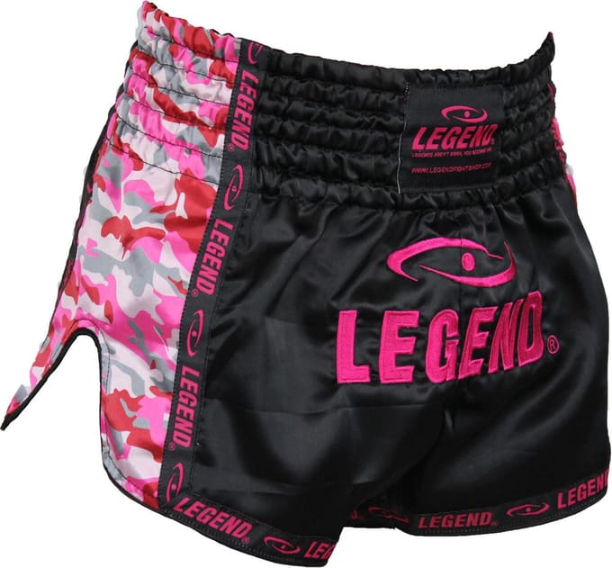 Kickboks Broekje Meisjes/Dames Camo Roze Satijn XXL