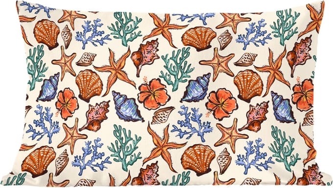 Sierkussens - Kussentjes Woonkamer - 50x30 cm - Kust - Zee - Ster vis - Koraal