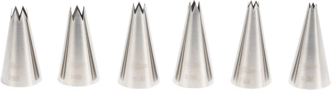 Patisse spuitmondjes set rvs open ster 6-delig taartdecoratie.