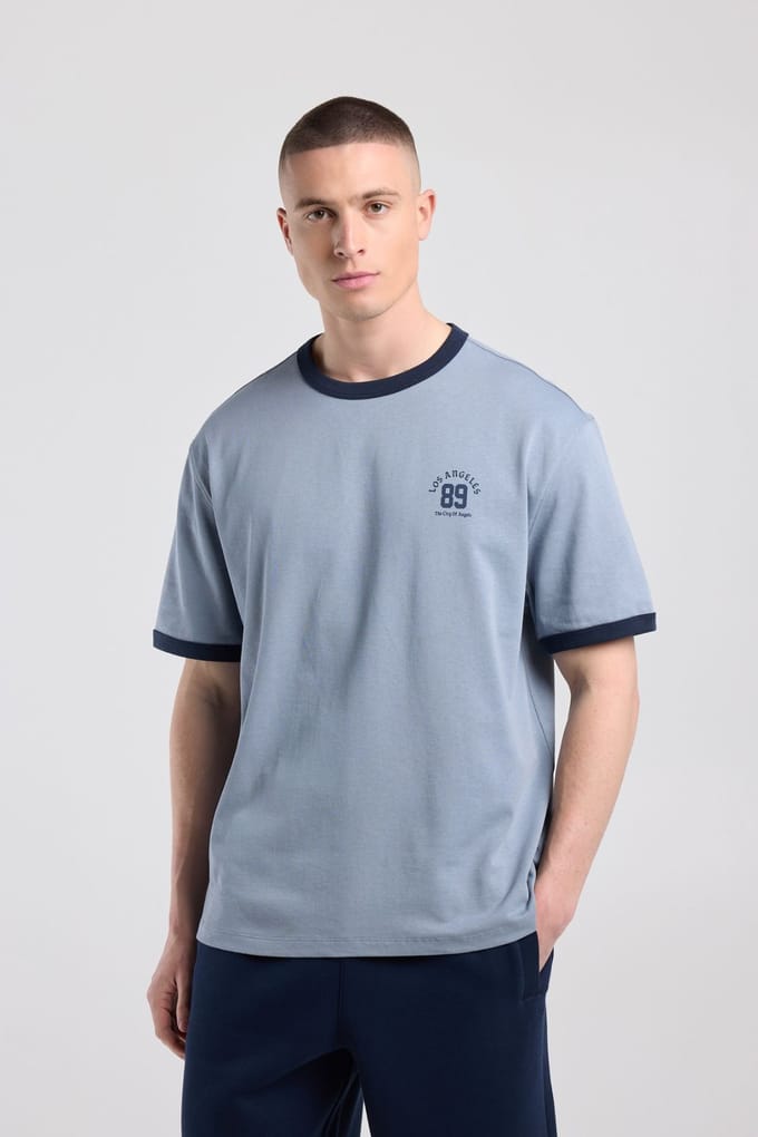 America Today Edis Washed Blue Taglia: XXL | Magliette basic Outlet | Uomo | Blu