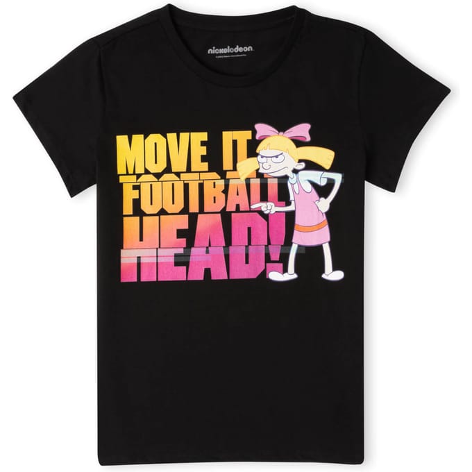 Nickelodeon Hey Arnold Move It Football Head Women's T-Shirt - Black - S