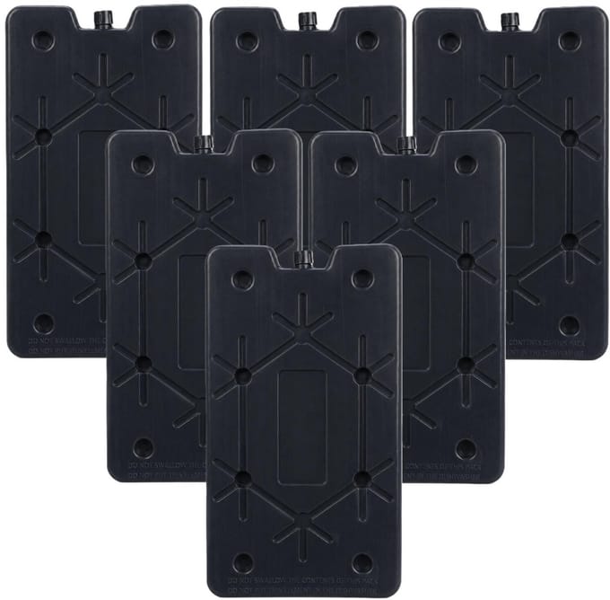 Excellent Houseware Koelelement Ice Pack - 6x - zwart - polyethyleen - 350 gr - 24 x 14 x 1.5 cm