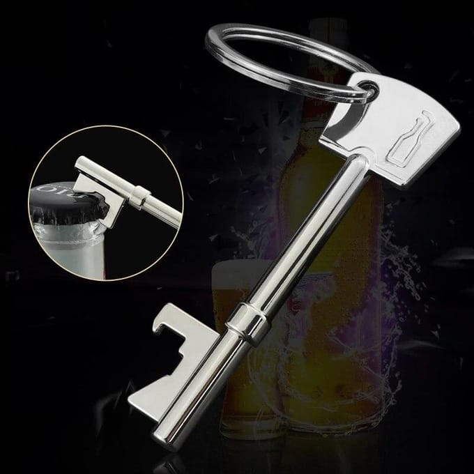 Ouvre-bouteille Portable, ouvre-bouteille de bière, anneau de suspension, outil porte-clés, 1 pièce 1pc white