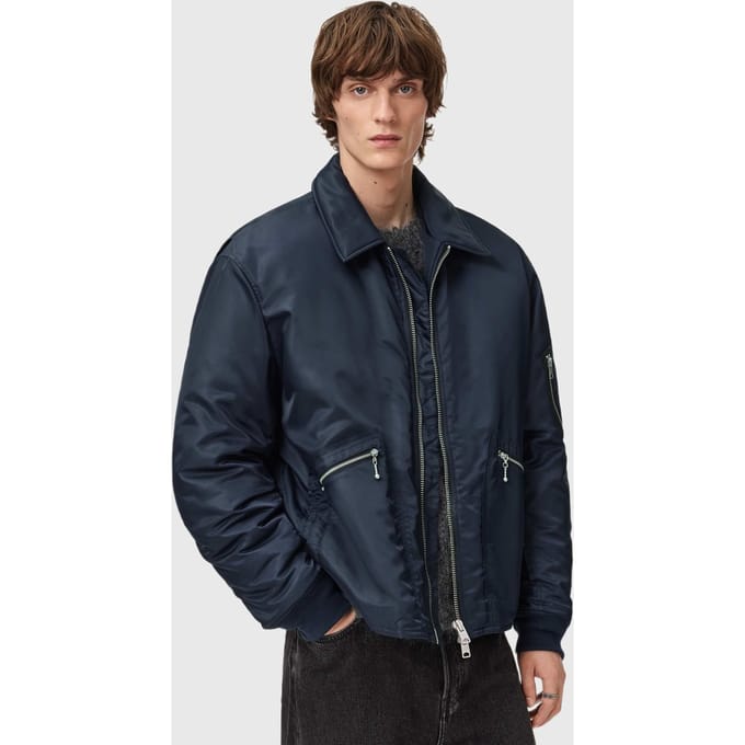 AllSaints Fallon Bomber Moonlit Blue Taglia: S | Bomber Outlet | Uomo | Blu