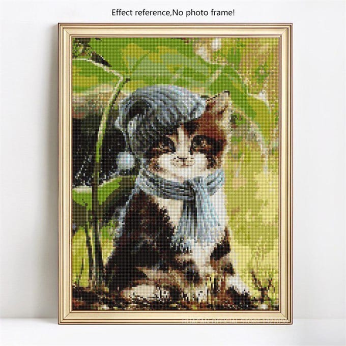 Point de croix affichage complet 5D bricolage diamant broderie chat diamant peinture 20X30CM black