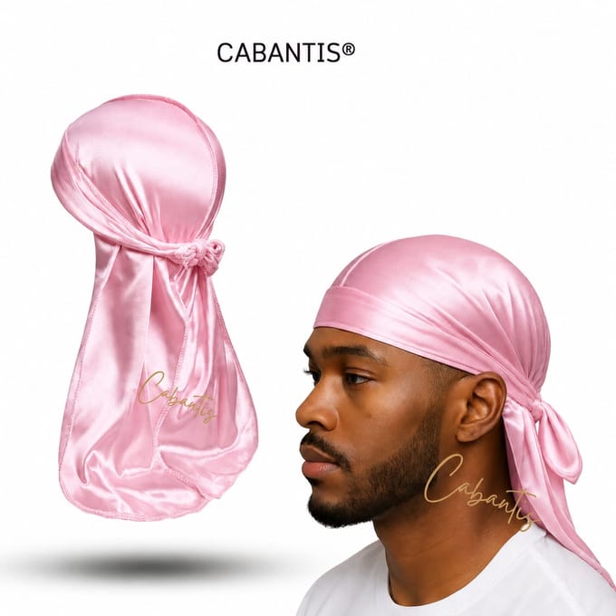 Cabantis® Durag Heren – Satijn Waves Cap – Anti-Haarbreuk – Lange Banden – Ademend – Unisex – Roze