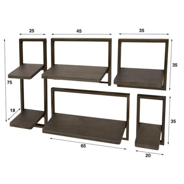 Hoyz Collection - Wandschap Ferro - Brons Antiek - Set van 5
