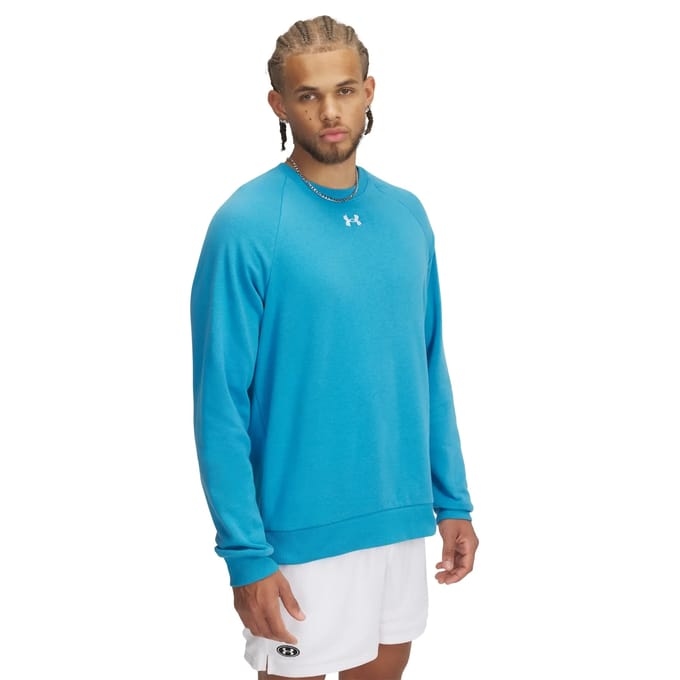 Under Armour Rival Fleece Crew Heren Blauw - Maat 2XL