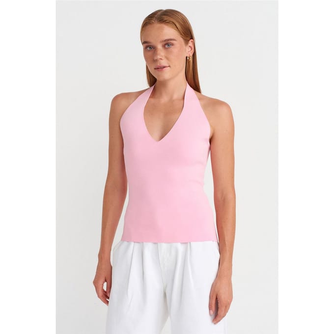 Slim Fit Halterneck Brei Blouse