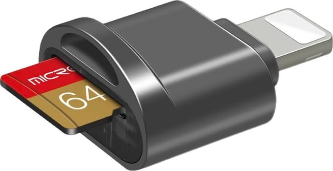 Micro SD kaartlezer voor iPad en iPhone Zwart Lightning Compatibel