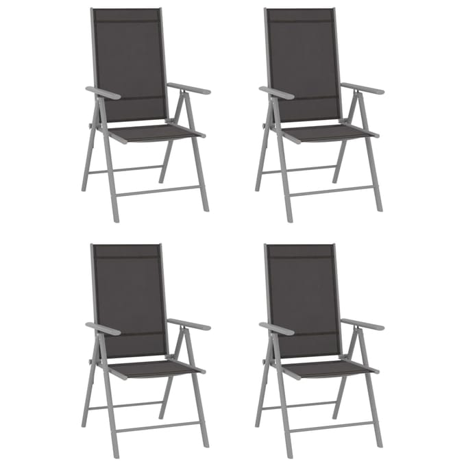 vidaXL - Klapstoelen - 4 - stuks - Textilene - Zwart