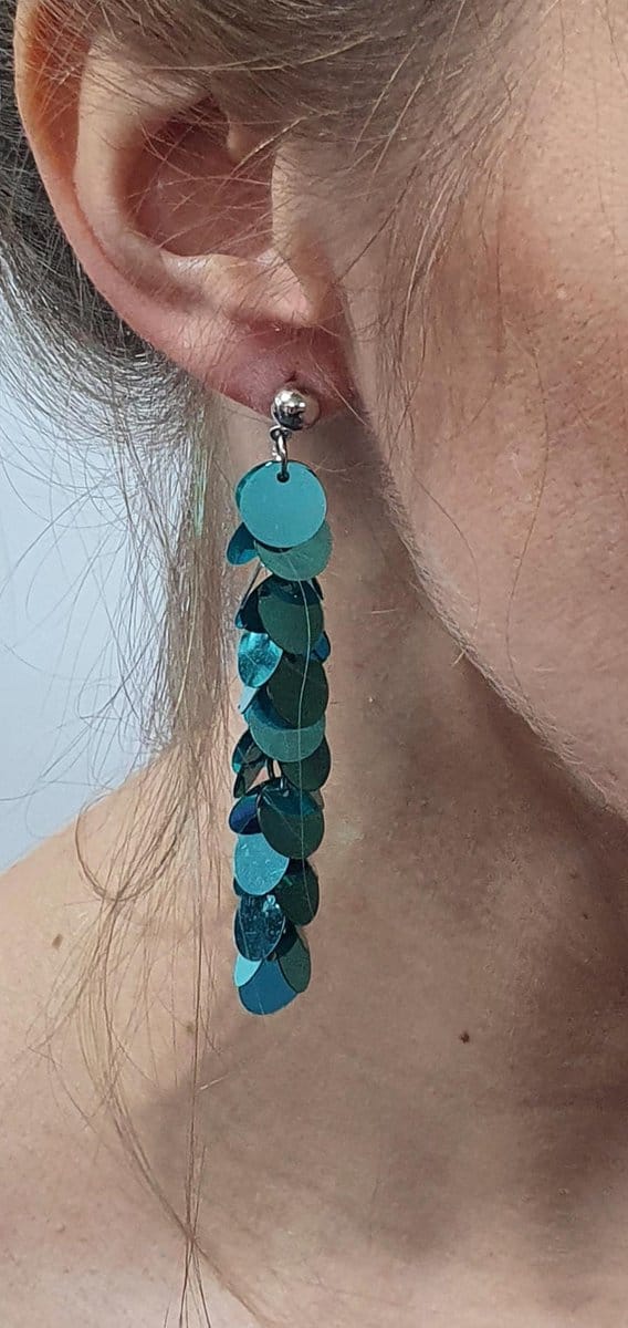 Pailletten oorbellen - Turquoise/ blauw - Disco - Toppers 2025