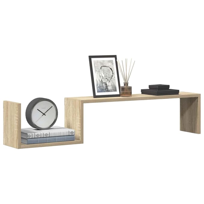 vidaXL - Wandschappen - 2 - st - 100x15x20 - cm - bewerkt - hout - sonoma - eikenkleurig