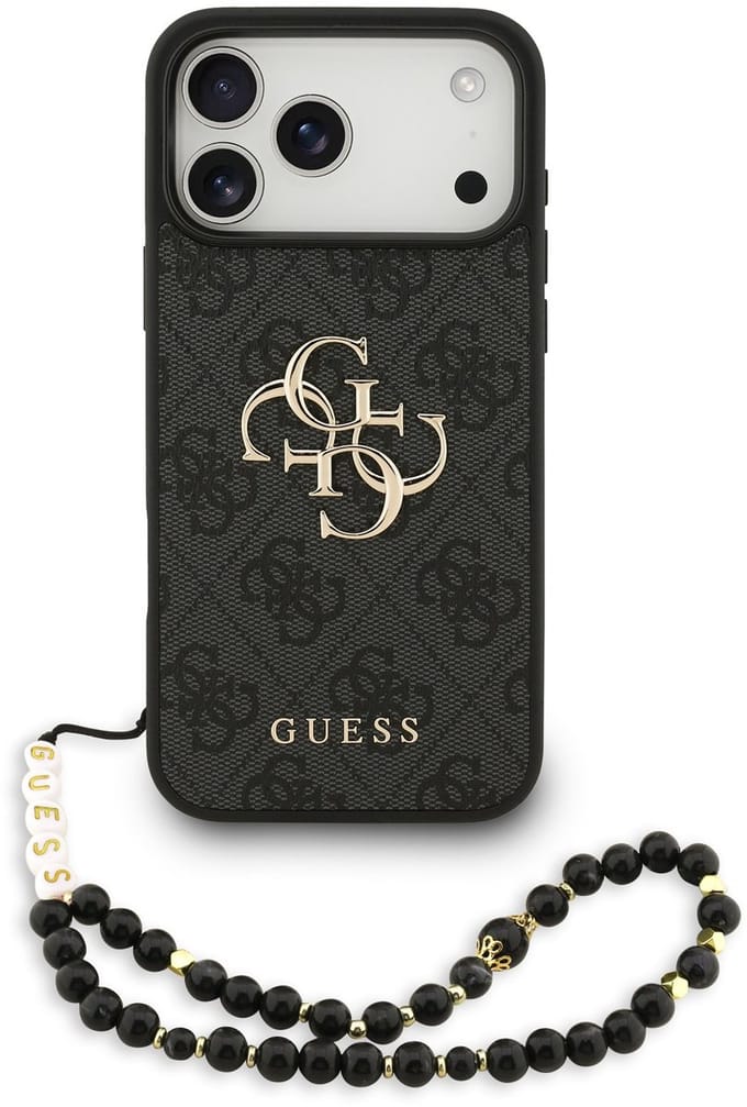 Hoes voor Apple iPhone 17 Pro Max, Guess, 4G Classic Logo met Band, Zwart