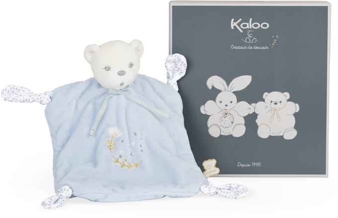 Kaloo knuffelbeer Perle blauw - doudou baby cadeau comfort.