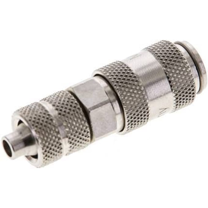 Vernikkeld Messing DN 2.7 (Micro) Luchtkoppeling Snelkoppeling 4x6 mm Push-On Double Shut-Off - CLS2-N-BN-SV-P-4