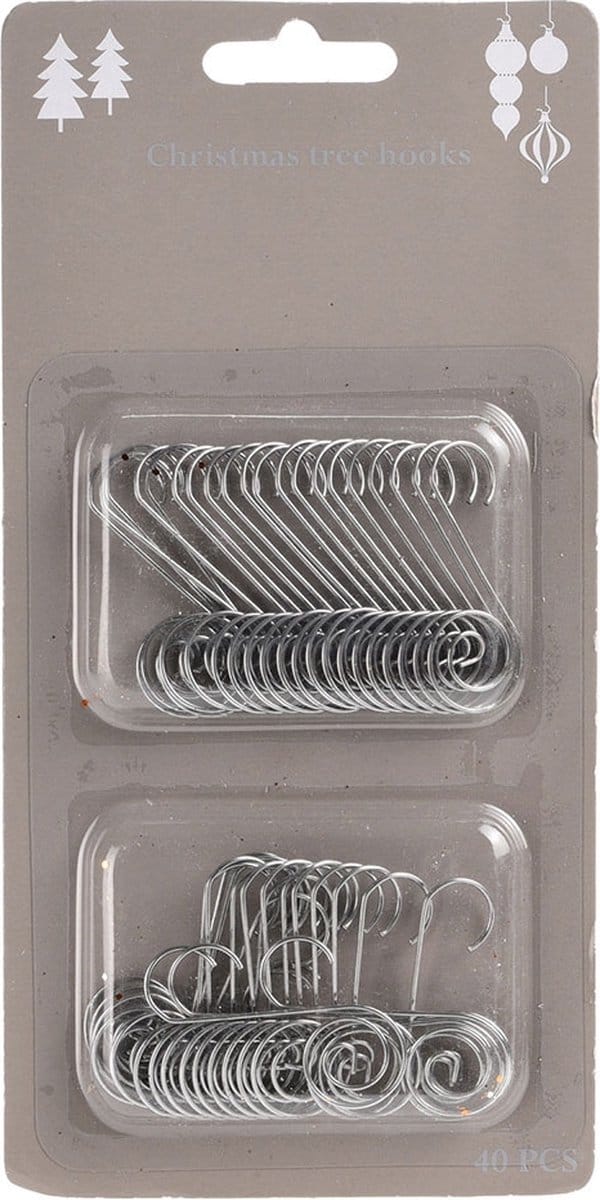 Kerstbalhaakjes zilver 40-delig